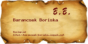 Barancsek Boriska névjegykártya